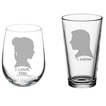 Set of 2 Glasses Stemless WINE & Beer PINT Glass Gift I Love You I Know For Couple Anniversary Engagement Wedding
Set of 2 Glasses Stemless WINE & Beer PINT Glass Gift I Love You I Know For Couple Anniversary Engagement Wedding