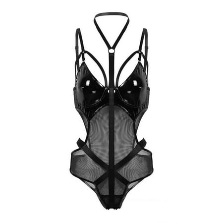 Odeerbi Leather Lingerie Set for Women Stitched Woven Mesh Hanging Neck Sexy Underwear Paint Bodysuit Black
Odeerbi Leather Lingerie Set for Women Stitched Woven Mesh Hanging Neck Sexy Underwear Paint Bodysuit Black