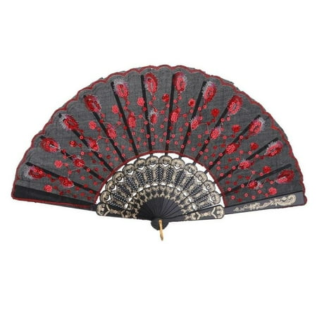 Li Ying Elegant Embroidered Flower Peacock Pattern Sequin Fabric Handheld Folding Fan Hand-crafted Folding Fans for Women Dancing Party Costume Accessories H1O9
Li Ying Elegant Embroidered Flower Peacock Pattern Sequin Fabric Handheld Folding Fan Hand-crafted Folding Fans for Women Dancing Party Costume Accessories H1O9