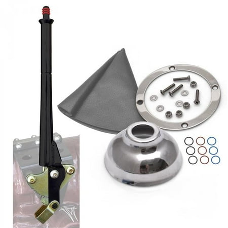 16 in. Black Transmission Mount E-Brake with Grey Boot Silver Ring & Cap
