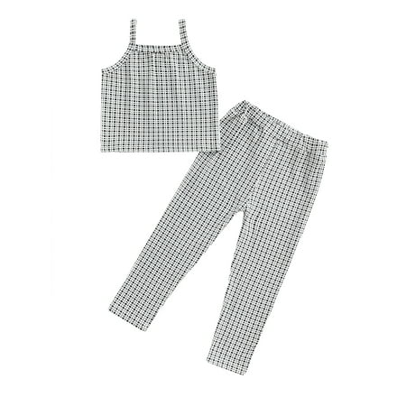 Frobukio Kids Toddler Girls 2Pcs Clothes Suit Sleeveless Plaid Off Shoulder Vest Tops + Long Trousers Outfits Black White 6-12 Months
Frobukio Kids Toddler Girls 2Pcs Clothes Suit Sleeveless Plaid Off Shoulder Vest Tops + Long Trousers Outfits Black White 6-12 Months