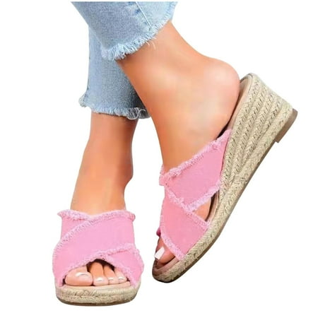 Women Summer Shoes Denim Cross Slope Heel Thick Soled Round Head Beach Slippers
Women Summer Shoes Denim Cross Slope Heel Thick Soled Round Head Beach Slippers