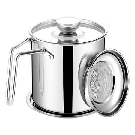 Bacon Grease Container with Strainer 1.3L Stainless Steel Strainer