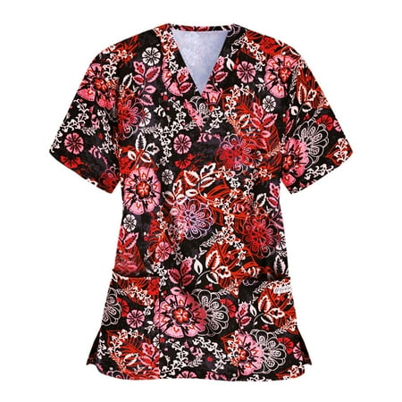Scrubs for Women Vintage Flower V Neck Short Sleeve Shirt Nursing Tunic Tops Plus Size Side Slit Blouses with Pockets
Scrubs for Women Vintage Flower V Neck Short Sleeve Shirt Nursing Tunic Tops Plus Size Side Slit Blouses with Pockets