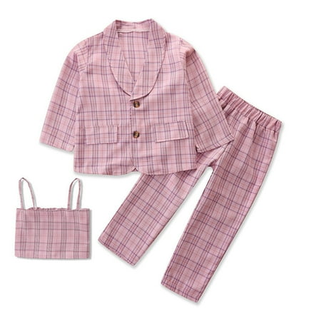 Toddler Girls Outfit Child Kids Baby Plaid Camisole Patchwork Suit Jacket Pants Trousers 3Pcs Set
Toddler Girls Outfit Child Kids Baby Plaid Camisole Patchwork Suit Jacket Pants Trousers 3Pcs Set