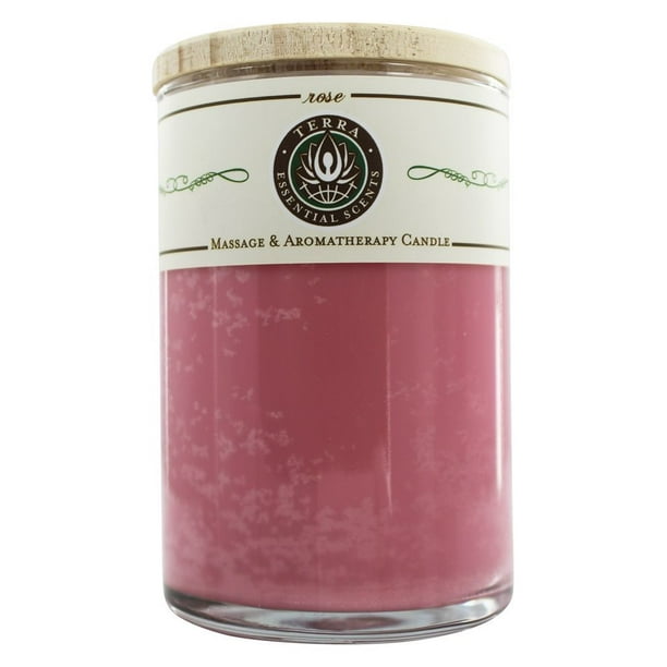 Terra Essential Scents - Massage & Aromatherapy Soy Candle Rose - 12 oz.