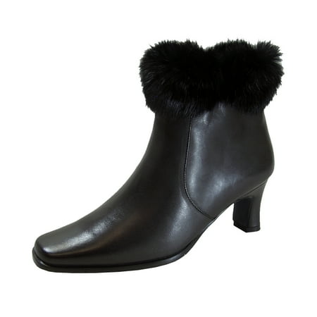 PEERAGE Tanya Women s Wide Width Leather Dress Booties with Zipper (BLACK) 5