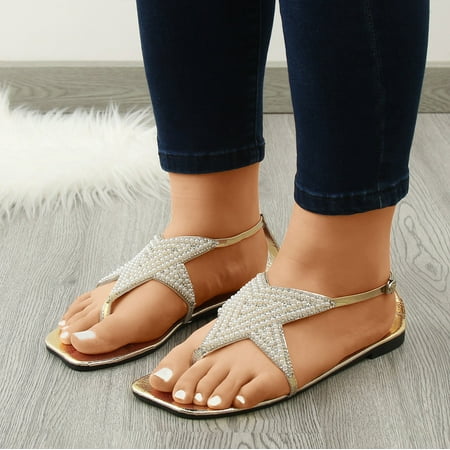 Cathalem Womens Shoes Summer Sandals Fashion Solid Color Rhinestone Pearl Buckle Herringbone Lace up Sandals for Women Wide Gold 8.5
Cathalem Womens Shoes Summer Sandals Fashion Solid Color Rhinestone Pearl Buckle Herringbone Lace up Sandals for Women Wide Gold 8.5