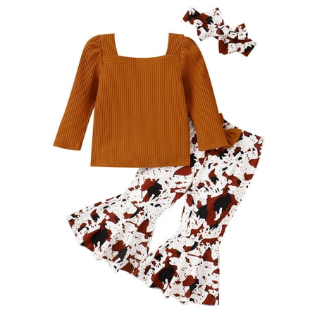 Toddler Outfits Sets For Teens Girls Long Sleeve Ribbed T Shirt Pullover Tops Leopard Prints Bell Bottoms Pants Kids Clothes Suit
Toddler Outfits Sets For Teens Girls Long Sleeve Ribbed T Shirt Pullover Tops Leopard Prints Bell Bottoms Pants Kids Clothes Suit