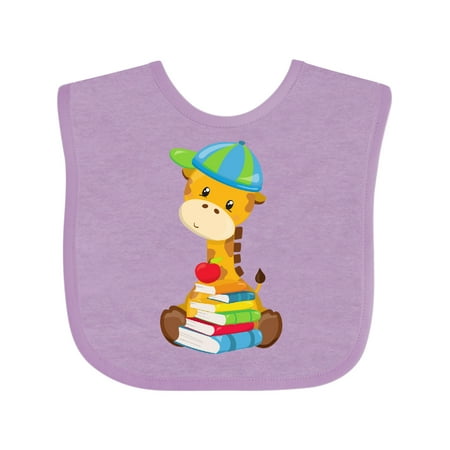 Inktastic Cute Giraffe Giraffe Going to School Books Gift Baby Boy or Baby Girl Bib