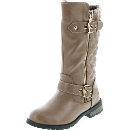 Link Mango-21k Little Girls New Knee High Flat Riding Boots Shoes Taupe 2