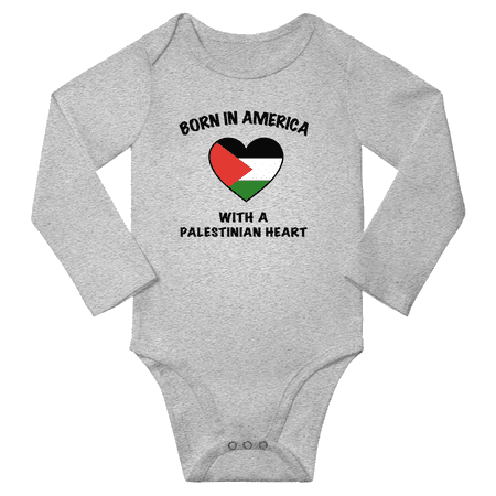 Born in America With a Palestinian Heart Baby Long Sleeve Romper (Gray 24 Months)
Born in America With a Palestinian Heart Baby Long Sleeve Romper (Gray 24 Months)