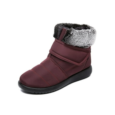 Kesitin Womens Winter Faux Fur Lined Snow Ankle Boots Waterproof Warm Booties Red 8