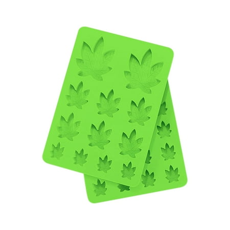 2 Pack Gummy Leaf Silicone Candy Mold Chocolate Gummy Ice-Cube Molds -Green