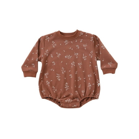 

Glonme Baby Romper Long Sleeve Bodysuit One Piece Jumpsuit Home Soft Playsuit Casual Crew Neck Brown Olive 90