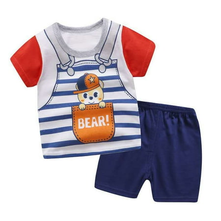 YWDJ 1-5Year Boys Outfit Sets Toddler Cartoon Print Pattern Short Sleeve Clothes Summer Two-piece Sute Dark Blue 100
YWDJ 1-5Year Boys Outfit Sets Toddler Cartoon Print Pattern Short Sleeve Clothes Summer Two-piece Sute Dark Blue 100