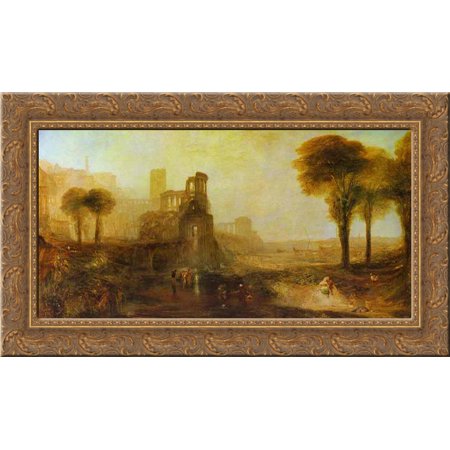 Caligula's Palace and Bridge 24x16 Gold Ornate Wood Framed Canvas Art by William Turner