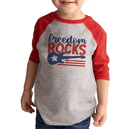 7 ate 9 Apparel Kids Patriotic 4th of July Shirt - Freedom Rocks Music Red Shirt 12 Months