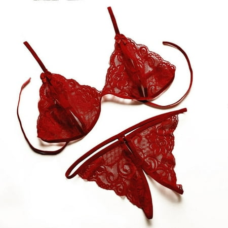 4PC Temptation Transparent Bra G-String Net Socks and Sling
