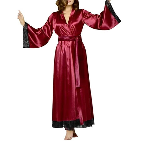 LAPA Women Sexy Lace Lingerie Robe Kimono Nightgown Sleepwear
