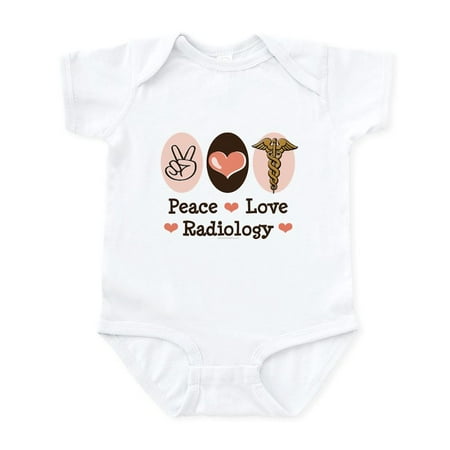 CafePress - Peace Love Radiology Infant Bodysuit - Baby Light Bodysuit Size Newborn - 24 Months