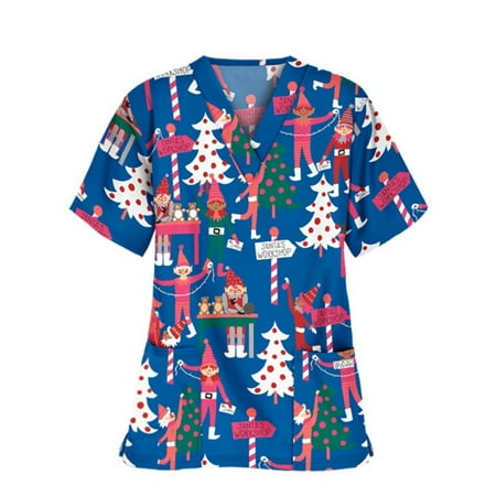 Luxplum Women Xmas Scrubs Shirts Snowman Print Uniform Tee V Neck Christmas Scrub Tops Loose Nurse T-shirt Medical Blue-A XL
Luxplum Women Xmas Scrubs Shirts Snowman Print Uniform Tee V Neck Christmas Scrub Tops Loose Nurse T-shirt Medical Blue-A XL