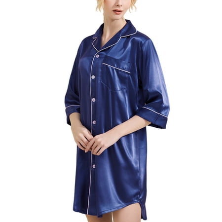 Colisha Ladies Sleep Dress 3/4 Sleeve Shirt Nightgowns Lapel Neck Night Gowns Nightwear Summer Solid Color Pajama Dark Blue XL
Colisha Ladies Sleep Dress 3/4 Sleeve Shirt Nightgowns Lapel Neck Night Gowns Nightwear Summer Solid Color Pajama Dark Blue XL