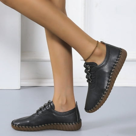 Women s Solid Color Lace Up Flat Heel Soft Soled Round Toe Casual Shoes Single Shoes
Women s Solid Color Lace Up Flat Heel Soft Soled Round Toe Casual Shoes Single Shoes