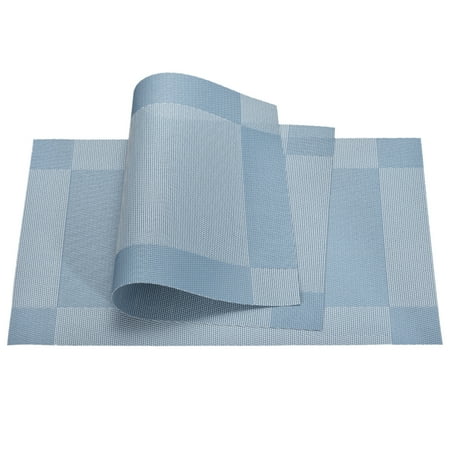 Uxcell 450x300mm Woven Table Place Mats PVC Lake Blue 4 Pack