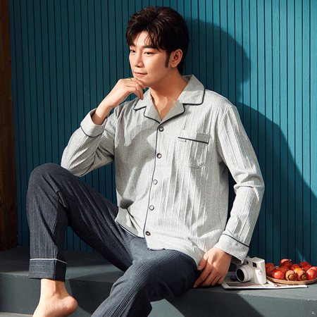 CoCopeaunt New spring and autumn mens home wear cardigan long-sleeved pants pajamas set lapel loose pajamas men sleepwear
CoCopeaunt New spring and autumn mens home wear cardigan long-sleeved pants pajamas set lapel loose pajamas men sleepwear