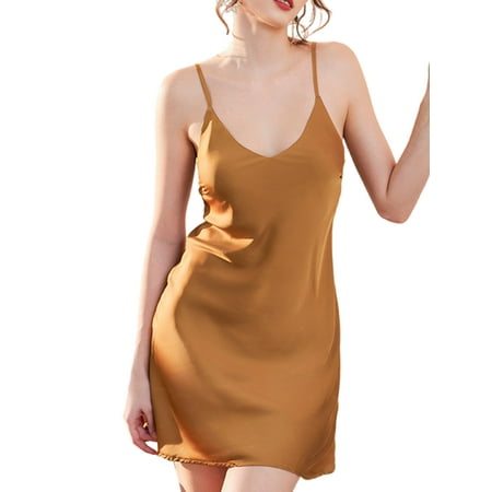 Capreze Women Sleep Dress Spaghetti Night Gowns Solid Color Nightgowns Soft Pajama Sleeveless Sleepwear Dark Yellow S
Capreze Women Sleep Dress Spaghetti Night Gowns Solid Color Nightgowns Soft Pajama Sleeveless Sleepwear Dark Yellow S