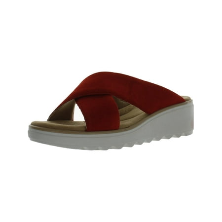 Clarks Womens Snake Print Heeled Wedge Sandals Red 10 Medium (B M)