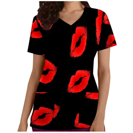 CYMMPU Women s V-Neck Pocketed Scrub_Tops Nurse Workwear Uniform Clearance Going out Tops Summer Tees Short Sleeve Shirts Trendy Valentine s Day Tunic Love Heart Printing Fashion Tshirts Red L
CYMMPU Women s V-Neck Pocketed Scrub_Tops Nurse Workwear Uniform Clearance Going out Tops Summer Tees Short Sleeve Shirts Trendy Valentine s Day Tunic Love Heart Printing Fashion Tshirts Red L