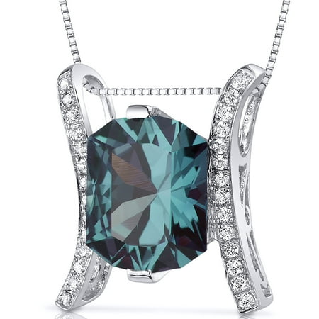 Peora 5.00 Carat T.G.W. Prince Cut Created Alexandrite Rhodium over Sterling Silver Pendant, 18