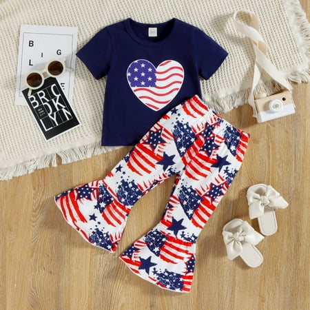 Hunpta Toddler Girls Short Sleeve Independence Day 4th Of July T Shirt Tops Stars Striped Flare Bell Bottomed Pants Outfits
Hunpta Toddler Girls Short Sleeve Independence Day 4th Of July T Shirt Tops Stars Striped Flare Bell Bottomed Pants Outfits