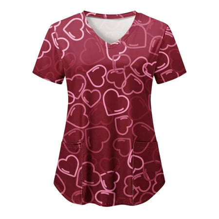 Heart Printed Working Uniform Women Print Short Sleeve V Neck shirts Blouse Tops Pockets Top Scrubs Uniform Nurses
Heart Printed Working Uniform Women Print Short Sleeve V Neck shirts Blouse Tops Pockets Top Scrubs Uniform Nurses