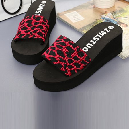 YOTAMI Womens Sandals Summer Women Shoes Platform Bath Slippers Wedge Beach Slope Flops Slippers Shoes Red
