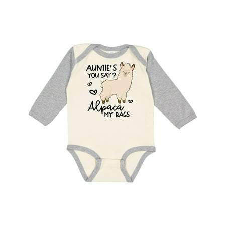 Inktastic Auntie s You Say Alpaca My Bags Gift Baby Boy or Baby Girl Long Sleeve Bodysuit
Inktastic Auntie s You Say Alpaca My Bags Gift Baby Boy or Baby Girl Long Sleeve Bodysuit