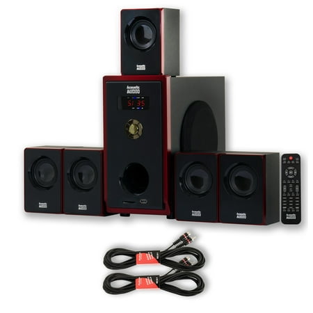 Acoustic Audio AA5103 Home Theater 5.1 Speaker System 800W with 2 Extension Cables AA5103-2
