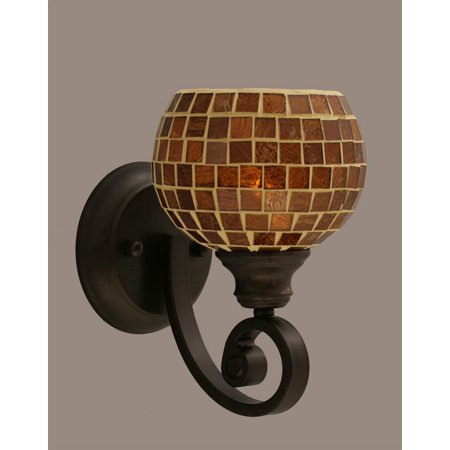 Curl 1 Light Wall Sconce In Bronze With 6 in. Mosaic Glass