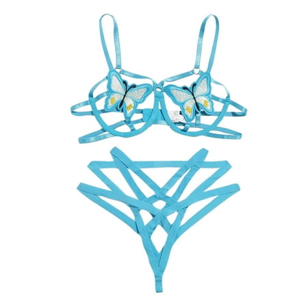 Intimates Lingerie Bra G-string Thong Sleepwear Butterfly Embroidery Underwear Polyester no underwire sports bra Blue
Intimates Lingerie Bra G-string Thong Sleepwear Butterfly Embroidery Underwear Polyester no underwire sports bra Blue