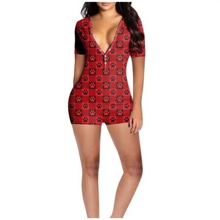 Dillar Women s Print Button Down Front Functional Buttoned Flap Adults Jumpsuit Ladies Plaid Print Button Up Functional Button Flap One Piece Adult Pajamas
Dillar Women s Print Button Down Front Functional Buttoned Flap Adults Jumpsuit Ladies Plaid Print Button Up Functional Button Flap One Piece Adult Pajamas
