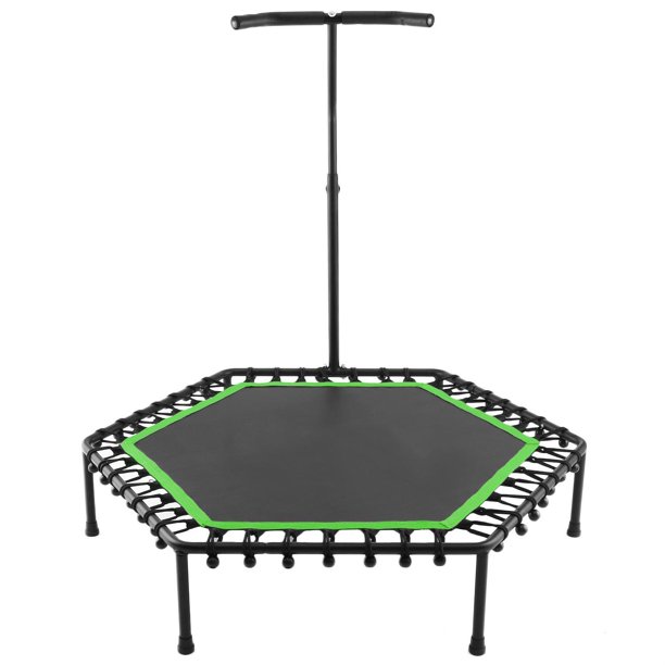 Healthy Fitness Hexagon Mini 50 Inch 220lbs Load Indoor Trampoline W/ Adjustable T Handle For Children/Adults