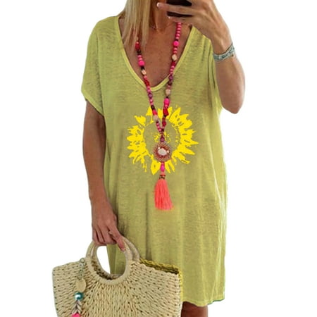 Frontwalk Short Sleeve Sleepwear Nightgowns for Women Summer V Neck Loose Nightshirts Loungewear Casual T-shirts Dresses
Frontwalk Short Sleeve Sleepwear Nightgowns for Women Summer V Neck Loose Nightshirts Loungewear Casual T-shirts Dresses