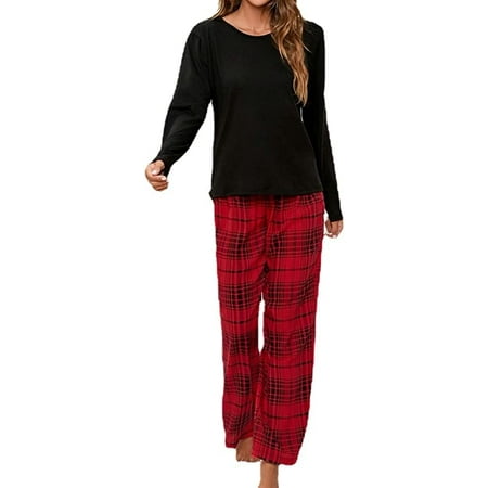 CoCopeaunts Women s Round Neck Pajamas T-Checkered Print Sleepwear Leisure Long Sleeve Top With Pants Set Pajamas
CoCopeaunts Women s Round Neck Pajamas T-Checkered Print Sleepwear Leisure Long Sleeve Top With Pants Set Pajamas