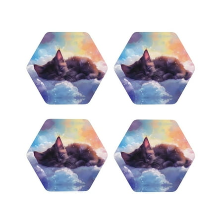 Leather Coasters with Heat-resistant for Drinks Colorful Cloud Sleeping Cat -标题2 Hexagon
Leather Coasters with Heat-resistant for Drinks Colorful Cloud Sleeping Cat -标题2 Hexagon