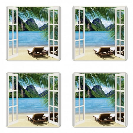 Nautical Home Coaster Set of 4 Ocean Beach Seascape Sunbeds Balcony Summer Picture Tropical Island Square Hardboard Gloss Coasters Standard Size Blue Green and White by Ambesonne
Nautical Home Coaster Set of 4 Ocean Beach Seascape Sunbeds Balcony Summer Picture Tropical Island Square Hardboard Gloss Coasters Standard Size Blue Green and White by Ambesonne