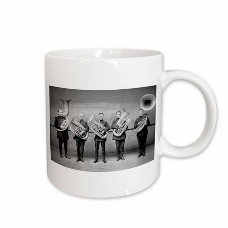 3dRose Tuba Cops Grayscale Ceramic Mug 15-ounce