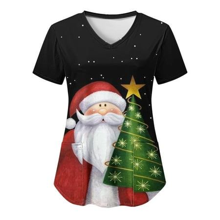Youmylove Women Scrubs Top Casual V-Neck Christmas Printed Short Sleeve Pocket Working Uniform Top Nurses Clothing Workwear Steetwear
Youmylove Women Scrubs Top Casual V-Neck Christmas Printed Short Sleeve Pocket Working Uniform Top Nurses Clothing Workwear Steetwear