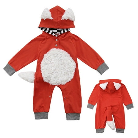 Baby Boys Girls Romper Fox Design Applique Chest Tail Jumpsuit Long Sleeve Hooded Pajamas
Baby Boys Girls Romper Fox Design Applique Chest Tail Jumpsuit Long Sleeve Hooded Pajamas